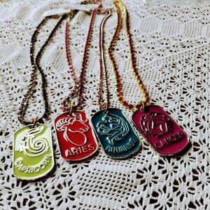 Upcycled Vintage New Old Materials: Zodiac Dog Tags